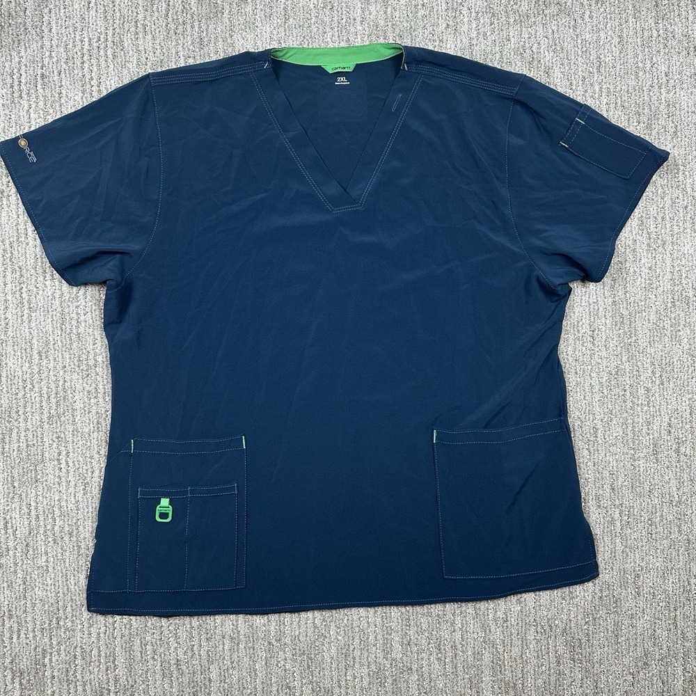 Carhartt Force Cross Flex Fast Dry scrub Top Women's Size 2XL 4 way Stretch Navy